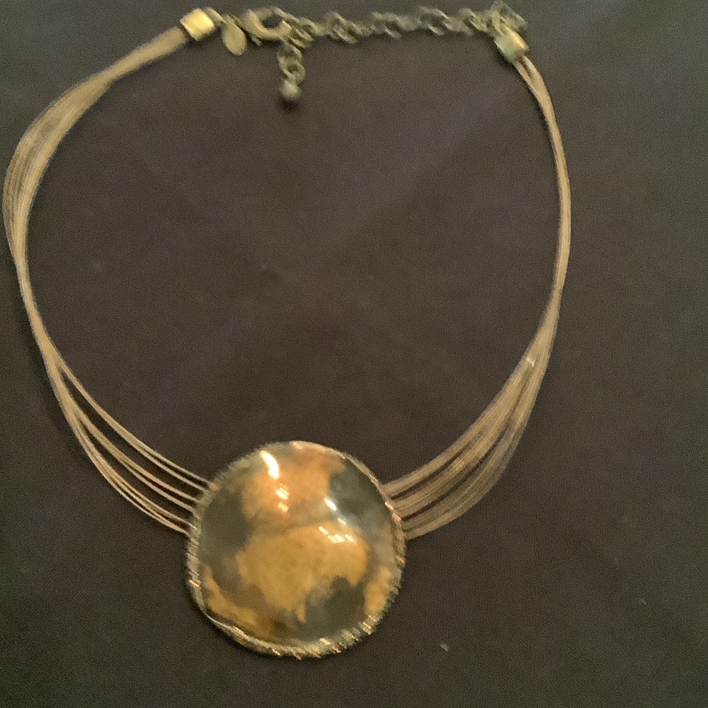 Gold-Tone Round Pendant Multi-Strand Necklace - Women Jewelry